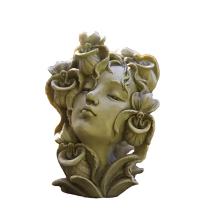 Produktbild von Blumenkind Kopf Frauenschuh zum Aufstecken perfekt für den Garten oder Innenraum, aus hochwertigem Resin Neu, Figur zur Gartengestaltung 11-90021