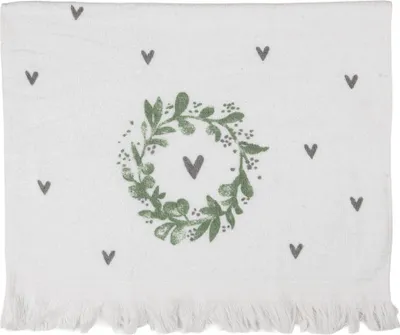 Produktbild von Clayre & Eef Gästehandtuch 40x66 cm Weiß Baumwolle Herz