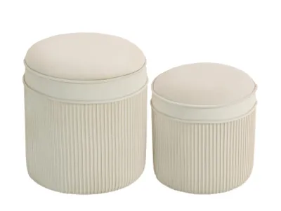 Produktbild von 2er Set Sitzhocker mit Stauraum Hocker mit Deckel, Runder Fußhocker 36 x 36 x 41,5 cm