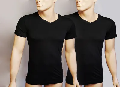 Produktbild von Toker Collection® T-Shirt Herren T-Shirt Basic V- Ausschnitt 2er Pack aus Baumwolle Gr. S , Schwarz
