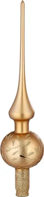 Produktbild von Christbaumspitze Glas 30cm mit Ranken Motiv Hellgold matt