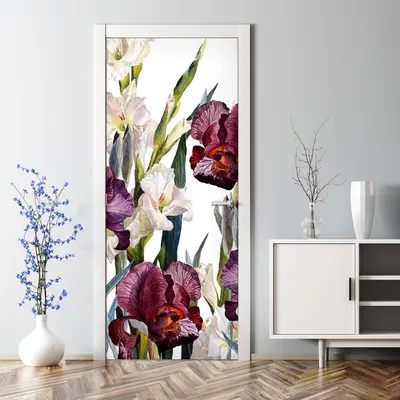 Produktbild von Dekorative Türposter Klebefolie selbstklebend Wandaufkleber Blumen Vintage Wiese 85 x 200 cm