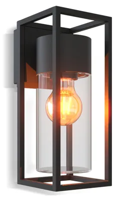 Zdjęcie produktu dla Lampa ścienna Calex Genoa, odporna na bryzgi, bez żarówki (typ E27), kolor czarny