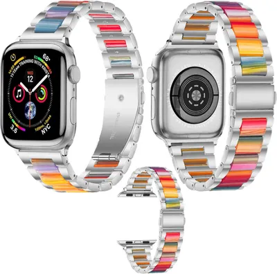 Image de Pour Apple Watch Series 9 8 7 41 / 6 SE 5 4 40 / 3 2 1 38mm métal / résine bracelet montre intelligente