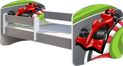 Produktbild von ACMA Jugendbett Kinderbett Junior-Bett Komplett-Set mit Matratze Lattenrost und Rausfallschutz Grau 06 Formel 1 180x80