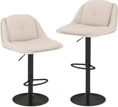 Immagine prodotto di Sgabelli da bar girevoli regolabili, set da 2, beige