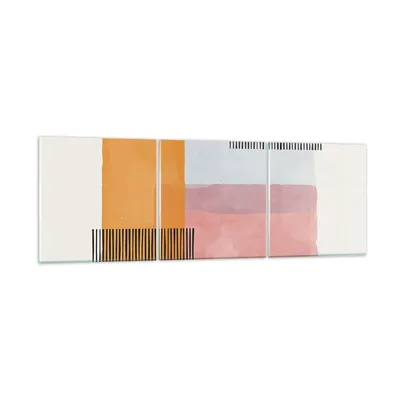 Produktbild von Bilder auf glas - 3 Teile - Aquarell Rechtecke Linien - 150x50cm - Glasbilder - Wandbilder - Bilder - zum Aufhängen bereit - Wanddekoration aus Glas - Glas Bilder - Wandbild auf Glas - GCA150x50-4669