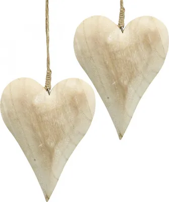 Produktbild von Herz Holz Deko zum Hängen Hochzeit Landhausstil 16cm, 2 Stück