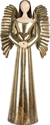 Produktbild von Clayre & Eef Dekorationsfigur Engel 29x18x68 cm Goldfarbig Metall