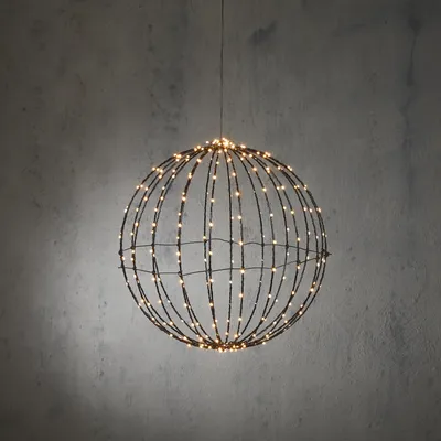 Produktbild von Luca Lighting Kugel Weihnachtsbeleuchtung mit 260 warm-weißen LED-Lämpchen - Ø40 cm - Schwarz