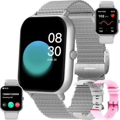 Produktbild von Fur Herren Damen mit Telefonfunktion, AMOLED 5ATM wasserdichte Fitness mit Schrittzähler, Herzfrequenz, SpO2, Schlafmonitor, 123 Sportmodi