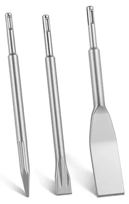 Produktbild von SucceBuy SDS Plus Meißel-Set, 3-teiliges Zubehör für Bohrhammer, bestehend aus Spitz-, Flach- und Spatenmeißel, gefertigt aus wärmebehandeltem 40Cr-Legierungsstahl, ideal für Abbruch- und Renovierungsarbeiten
