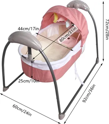 Obrázek produktu pro Elektrické houpátko a hopsadlo pro děti, 3 úrovně, automatické houpání, s hudbou, do 18 kg, růžové