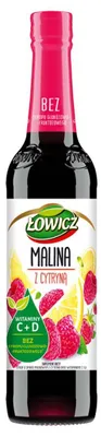 Produktbild von Łowicz Nahrungsergänzungssirup Himbeere-Zitrone mit Vitamin C und D 400 ml
