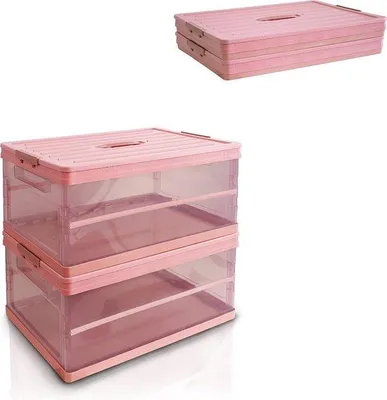 Image de Organiseur pliable en plastique - Organiseur de coffre de voiture - Transparent - Rose