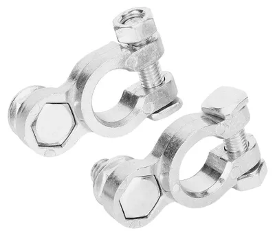Obrázek produktu pro Sada univerzálních svorek pro autobaterie 12/24 V, šroubovací typ, 10 mm / 0,4 palce, kabel, kladný a záporný pól