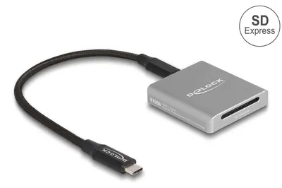 Obrázok produktu pre Delock - Kartenleser (SD, SDHC, SDXC, SDHC UHS-I, SDXC UHS-I, SDHC UHS-II, SDXC UHS-II, SD Express) - USB-C 3,2 Gen 2 (91006)