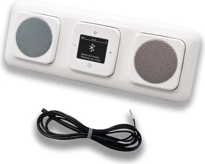 Produktbild von Busch Jäger DAB+ Unterputz Bluetooth Radio 8217U-101 Reflex Si alpinweiß mit 2 x Lautsprecher + 0,9 m EBROM Wurfantenne zur Empfangsoptimierung