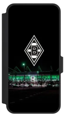 Produktbild von NIVOCASE Klapphülle für Samsung Galaxy A37 5G  Handyhülle aus Kunst Leder NIVOflip schwarz Borussia Mönchengladbach Offizielles Lizenzprodukt Stadion