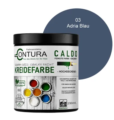 Produktbild von Contura BeGreen 250ml. Kreidefarbe Shabby Chic Möbellack - 03 Adria Blau