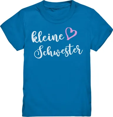 Produktbild von Kleine Schwester T-Shirt Herz Liebe Kleine Schwester Geschenk – Royal Blue / 134/146 (9-11)