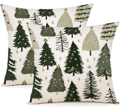 Immagine prodotto di Cuscini decorativi natalizi, 50x50 cm, set da 2, tessuto misto lino