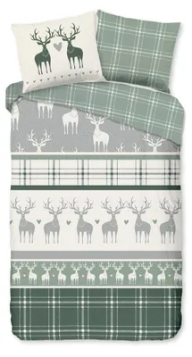 Productafbeelding van Good Morning Dekbedovertrek "Bjirk" - Groen - (140x220 cm) - 100% Katoen