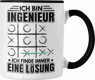 Produktbild von Trendation - Ingenieur Tasse Geschenk Mit Spruch Männer Ich Finde Immer Eine Lösung (Schwarz)