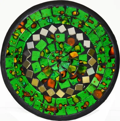 Produktbild von Mosaikschale Tonschale Glasschale Dekoschale Mosaik Kunsthandwerk Glassteine Deko rund Spiegel M, grün