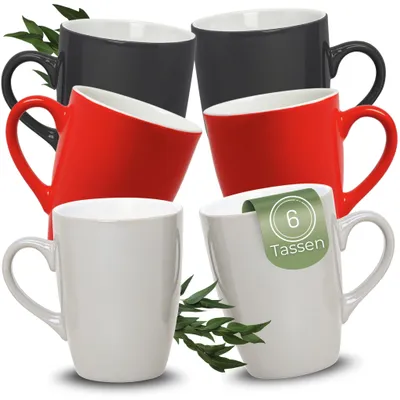 Immagine prodotto di Set di 6 tazze da caffè in Vetroceramica da 340 ml, tazze da tè in colori moderni