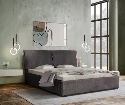 Produktbild von Polsterbett 180 x 200 cm mit Bettkasten und Matratze, Kopfteil mit Kissen, Bonellmatratze H3 Graphit Trapani