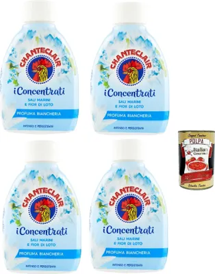 Produktbild von Chanteclair, I Concentrati, Profuma biancheria,Sali Marini e Fior di Loto, Duft Leinen, Meersalz und Lotusblume, für duftende Kleidung 4x 220 ml & Italian Gourmet polpa 400g