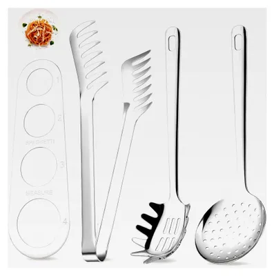 Produktbild von 4-teiliges Spaghetti-Servierset aus Edelstahl