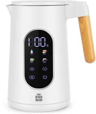 Zdjęcie produktu dla Czajnik elektryczny ze stali nierdzewnej, pojemność 1,7 litra, z regulacją temperatury od 40 do 100°C, wyświetlaczem LED pokazującym temperaturę, podświetleniem LED w 7 kolorach oraz funkcją utrzymywania temperatury