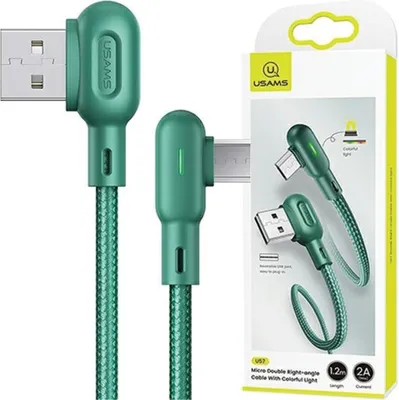 Produktbild von Usams Microusb 2A 1.2M Winkelkabel U57 Grün/Grün Sj458Usb02 (Us-Sj458)