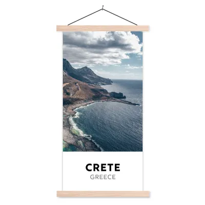 Produktbild von MuchoWow® Textilposter Kreta - Griechenland - Strand 60x120 cm mit holzfarbenen Rahmen - Holz