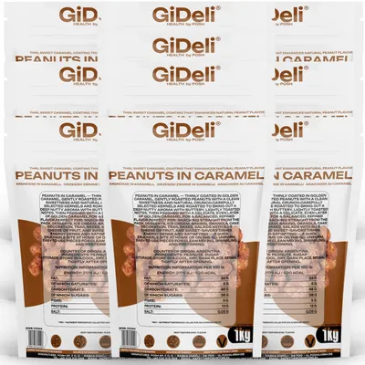 Image de Noix de cacahuète grillées, 10 kg, saveur caramel, sucrées et croustillantes, idéal pour une collation, une fête ou une utilisation en restauration. Marque : GiDeli