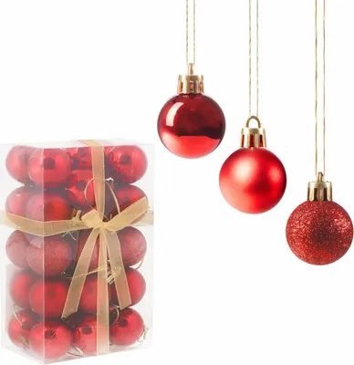 Image de SPRINGOS Boule de Noël Boule artificielle 30 pièces incassable Boule de Noël Scintillante Mat Brillante Décoration de Noël Noël (rouge)