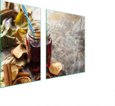 Produktbild von Herdabdeckplatten 2 teilig 100x52 Glaskeramikkochfeld Abdeckung Glas Schneidebrett Getränk Küche