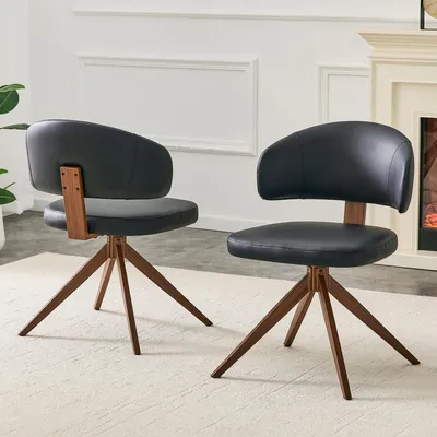 Produktbild von Moderner Drehstuhl mit Metallgestell, bequeme Polsterung, 360° drehbar, ideal für Büro & Wohnzimmer Black