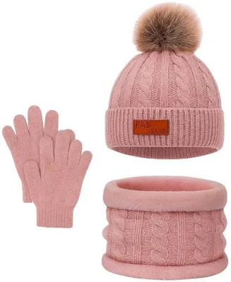 Produktbild von Winterset für Kinder - Rosa - 3-teiliges Set - Beanie Mütze mit Handschuhen und Schal - Für Jungen und Mädchen - 2 bis 5 Jahre - Warmes Winterzubehör
