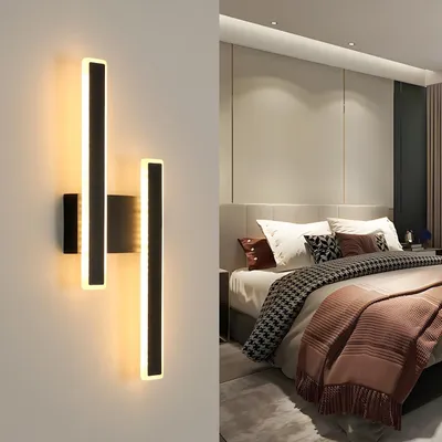 Obrázok produktu pre Moderné LED nástenné svietidlá, 32W, dlhé nástenné svietidlo, čierna farba, 3000K – Čierna, 3000K