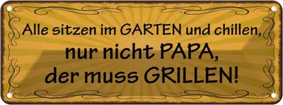 Produktbild von vianmo Blechschild 10x27 cm Alle chillen Papa muss grillen Spruch Zitat