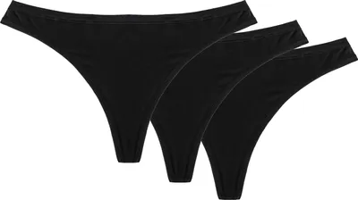 Produktbild von Wolbar Dame String 3er Pack Musterlos Glatt Bund Unterwäsche  WB159 , Schwarz, L