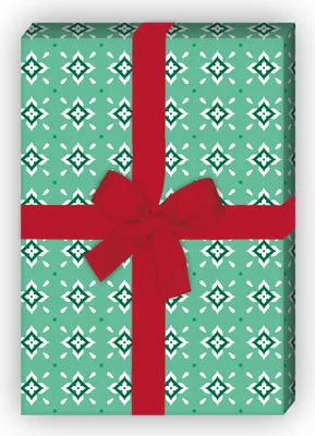 Produktbild von Grafisches Geschenkpapier mit kleinem Rauten Muster in grün - G6410, 32 x 48cm