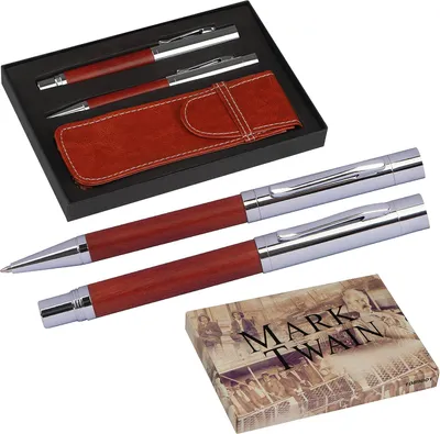 Productafbeelding van Mark Twain Schrijfset incl. balpen en vulpen - Stijlvol schrijfmateriaal voor kantoor en werkplek