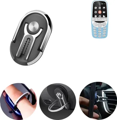 Produktbild von K-S-Trade 3in1 Smartphone-Ring Handy-Ring kompatibel mit Nokia 3310 4G Fingerhalterung  Handyring Tischständer Lüftungsgitter-Halterung Tisch