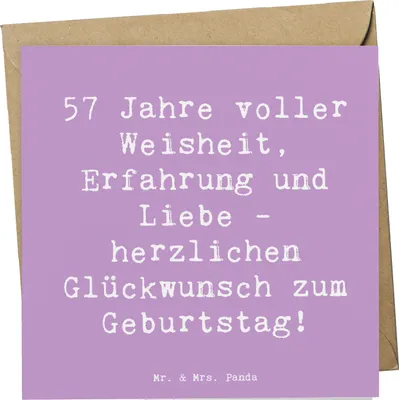 Produktbild von Mr. & Mrs. Panda Grußkarte Spruch 57. Geburtstag - Lavendeltraum - Geschenk, faltkarte, anlasskarte, Geburtstagsgeschenk, Glückwunschkarte, doppelkarte, Happy Birthday