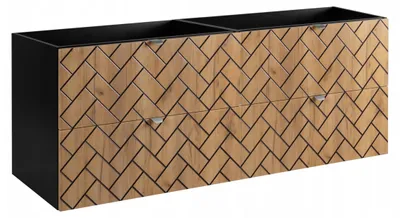 Zdjęcie produktu dla Szafka Łazienkowa Wisząca Pod Umywalkę 160X46Cm Rensan Czarny Dąb Front Mdf