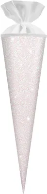 Produktbild von Goldbuch Schultüte Glitter White 19x70 cm mit Filzverschluss weiß